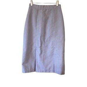 Vintage Small Pin Striped Periwinkle Blue Midi Skirt Sz XS